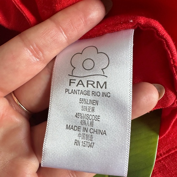 Farm rio red linen backless jumpsuit NWT - Picture 6 of 6